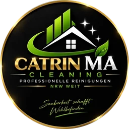 Logo Catrin MA Service: Haus mit Blatt, Sauberkeit schafft Wohlbefinden
